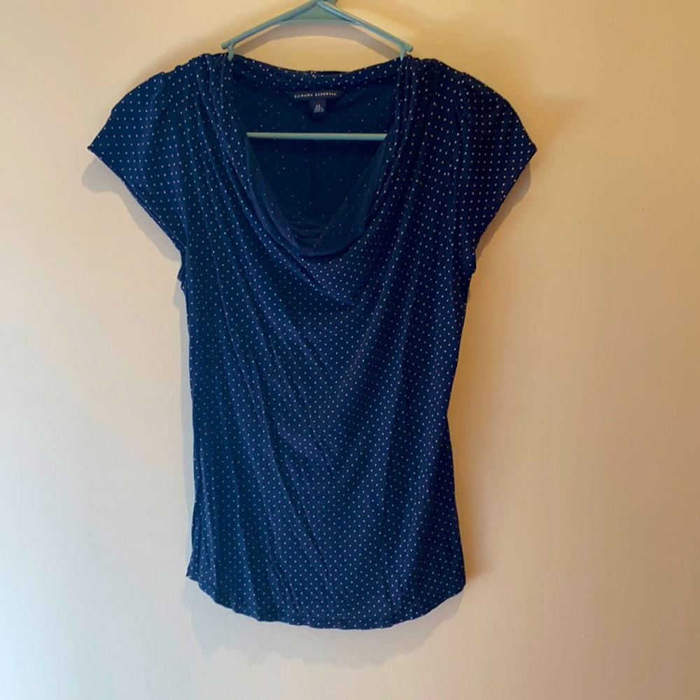 Blue and White Polkadot Top from Banana Republic